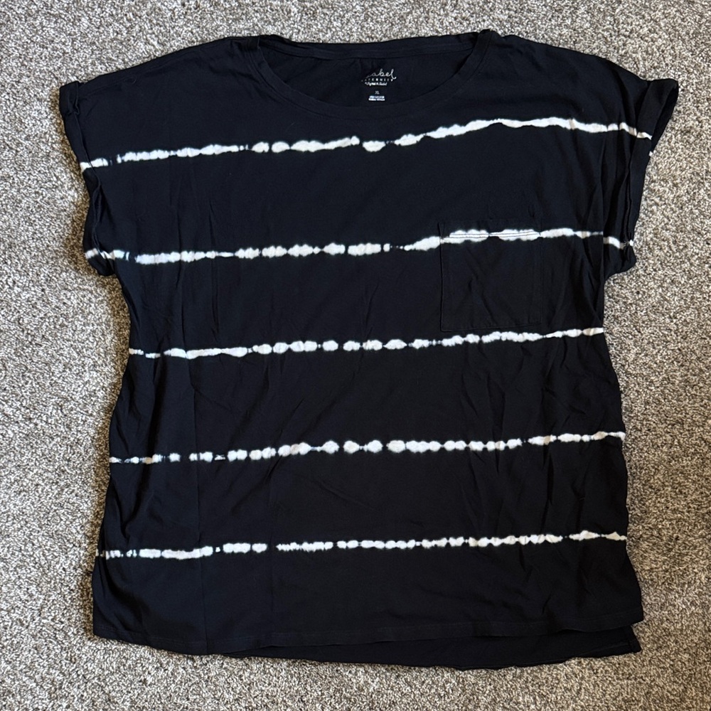 Isabel Maternity Black Tee with White Stripes